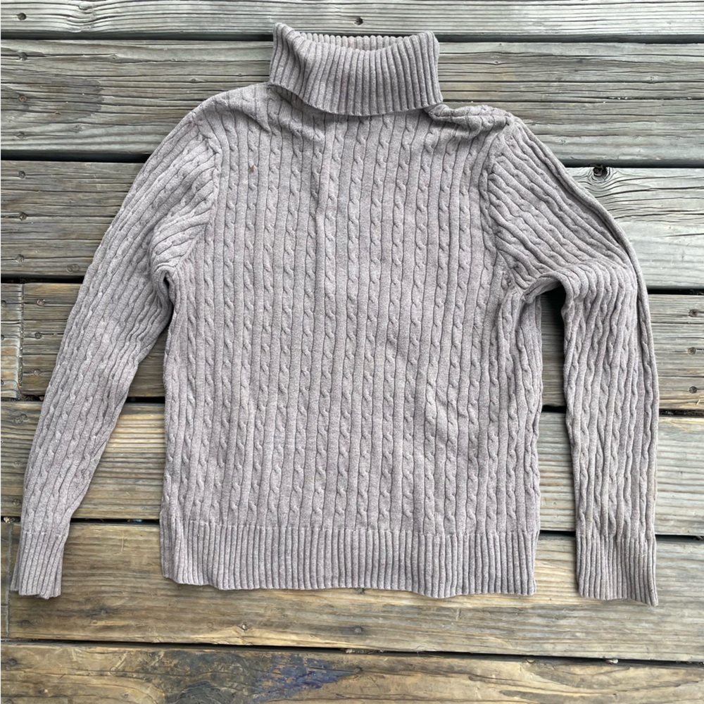 Jeanne Pierre Tan Cable-knit Turtleneck Sweater Women's Size XL